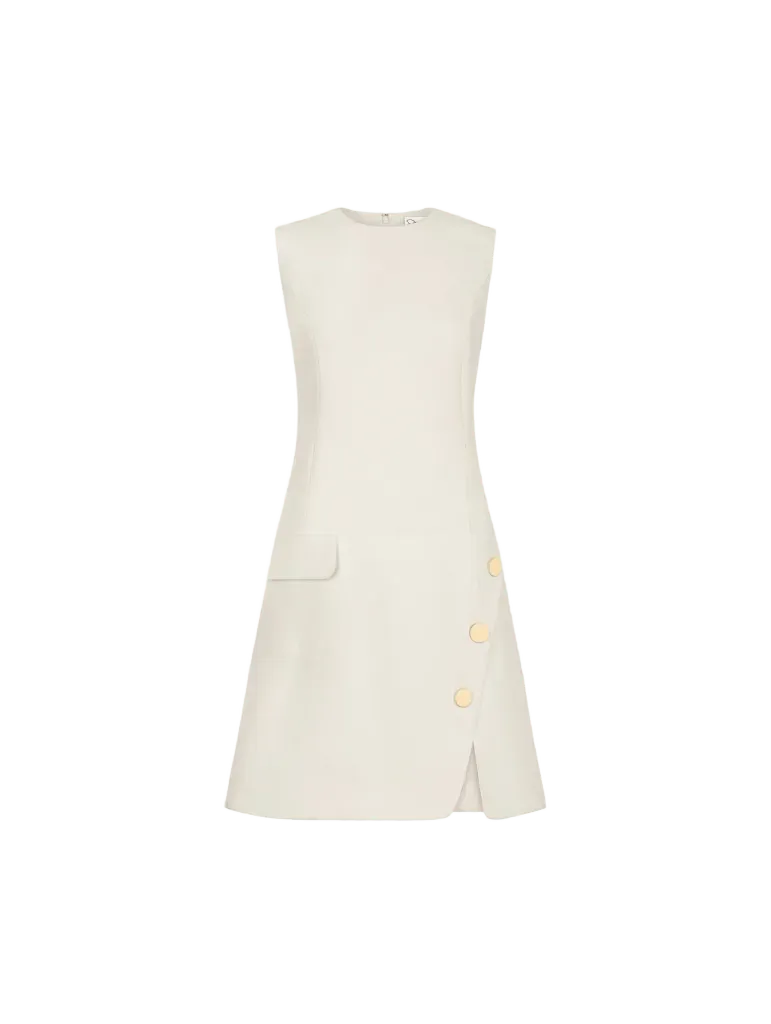 Button-Detailed Wool-Blend Dress