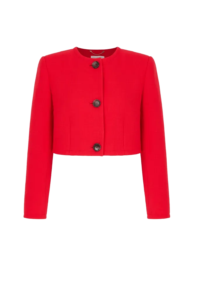 Lizette Jacket in Red Single Wool Crepe
