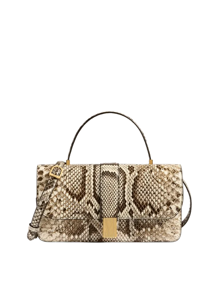 Blake Top Handle Bag in Natural Python