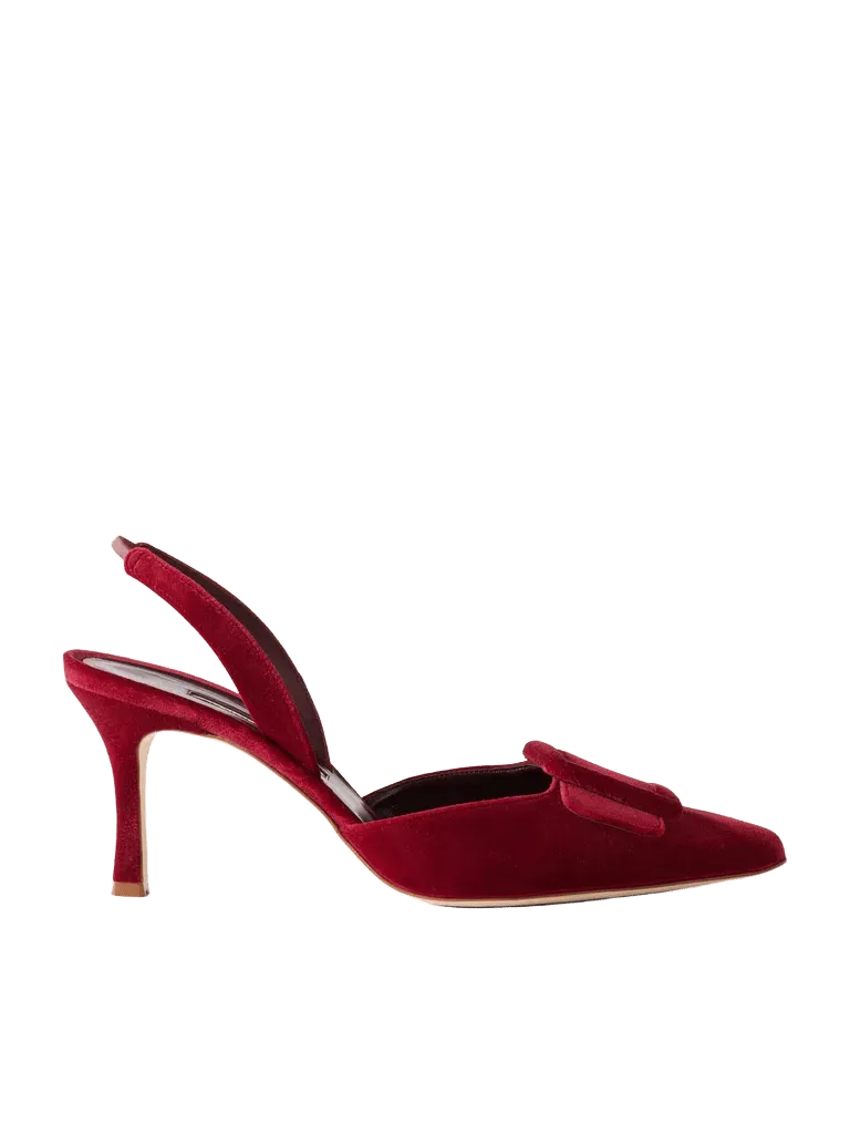 Maysli 70 buckled velvet slingback pumps