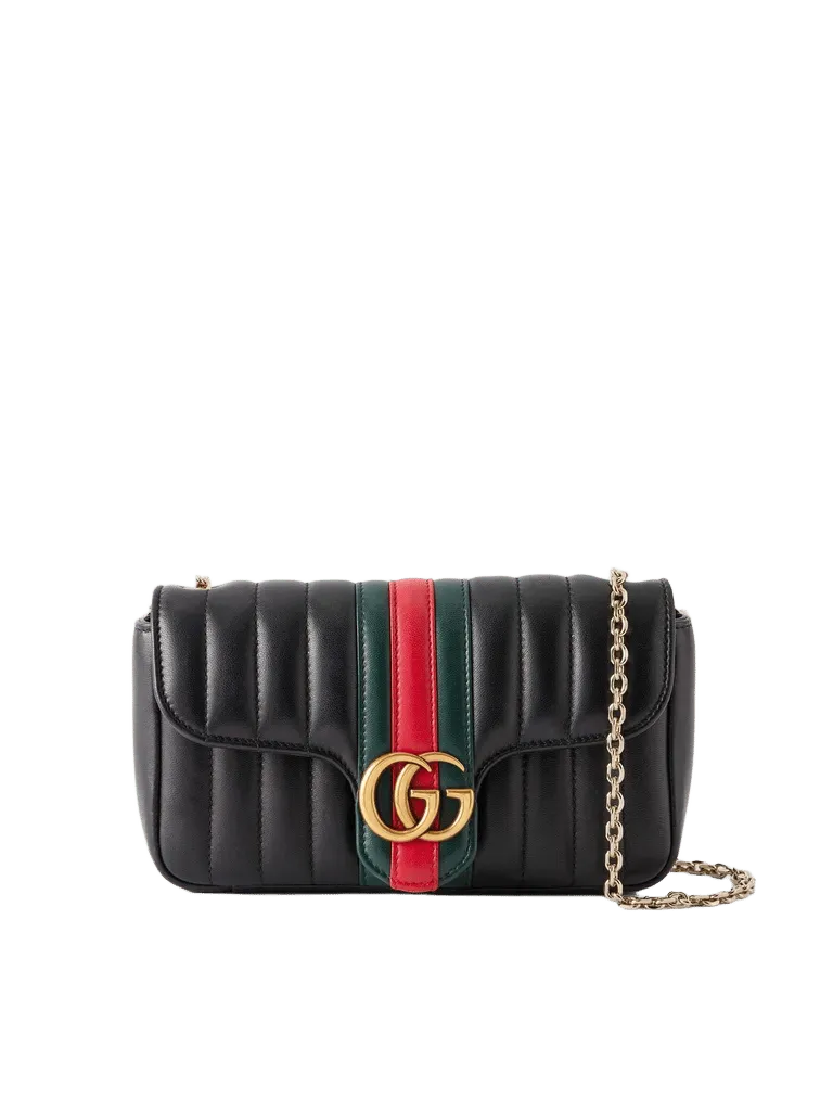 Jetset GG Marmont web-trimmed quilted leather crossbody bag - black - One Size