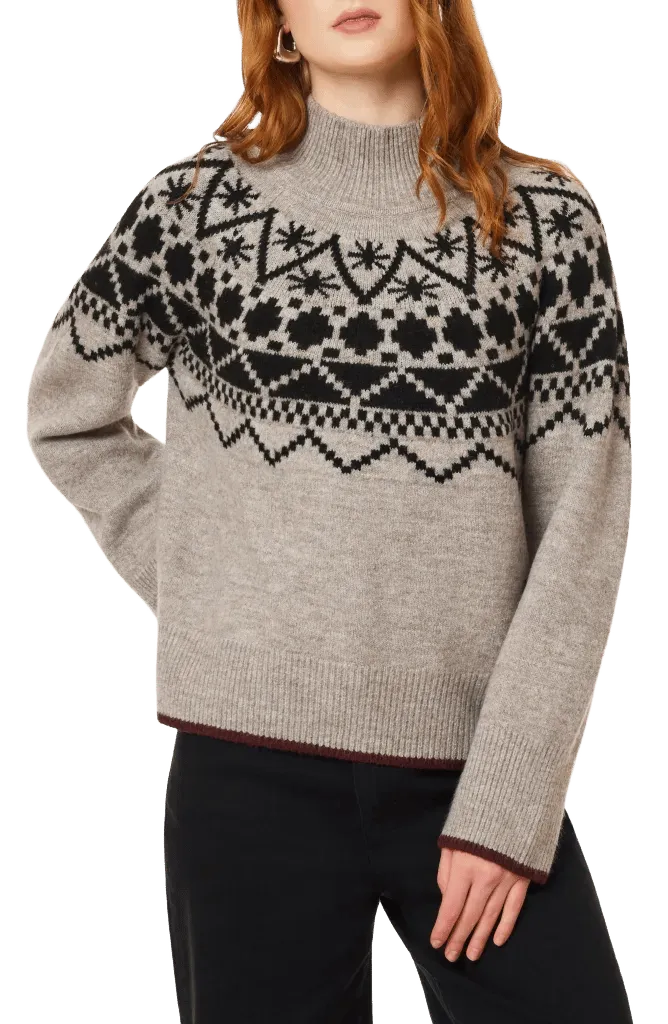 Fair Isle Mock Neck Sweater