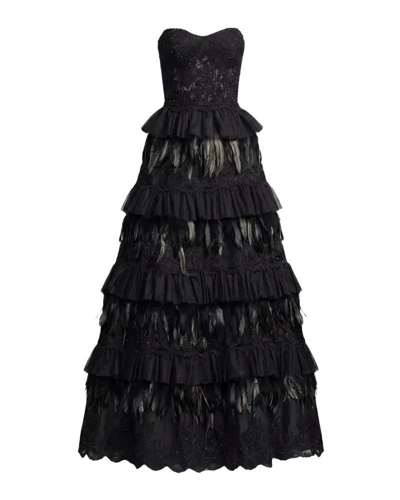 Embellished Tiered Strapless Gown