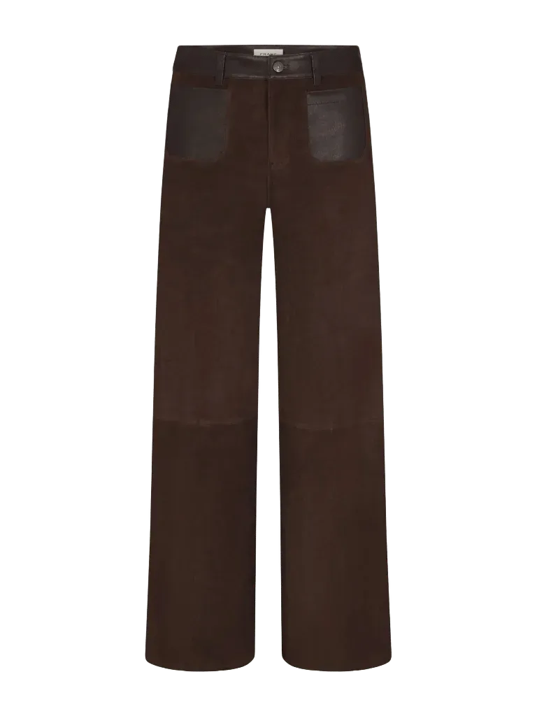 The Suede And Leather Slim Palazzo Modernist Pocket -- Dark Brown