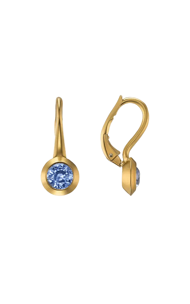 18k Yellow Gold Duomo Light Blue Sapphire Earrings - 1.55 tcw