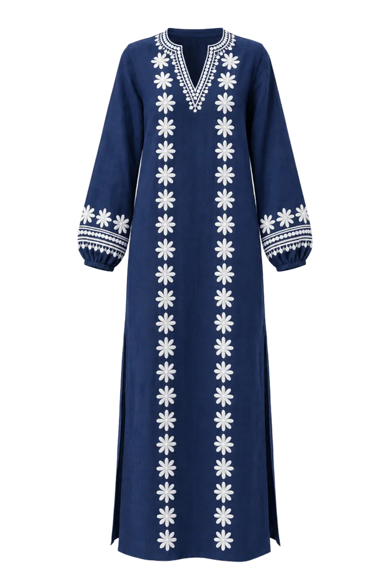 Navy Embroidered Caftan