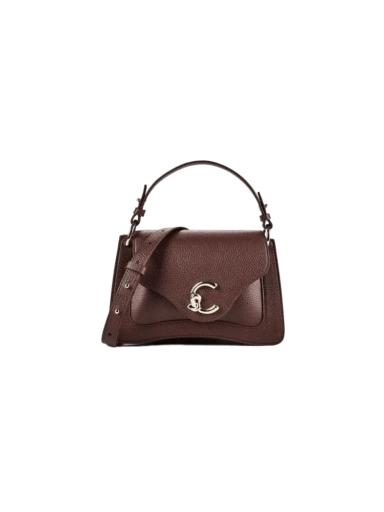 Coccinelle Grained Leather Top Handle Bag — Brown