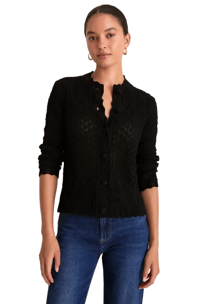 Black Pointelle Capucine Cardigan