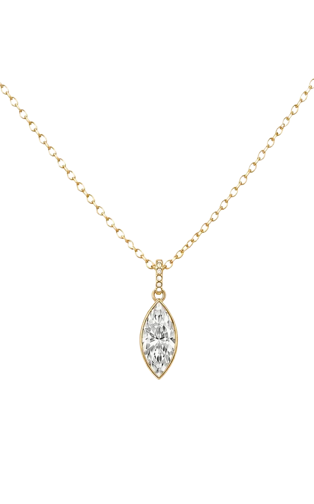 18K Yellow Gold Sonoma Marquise Lab Diamond Necklace with Pave Bail