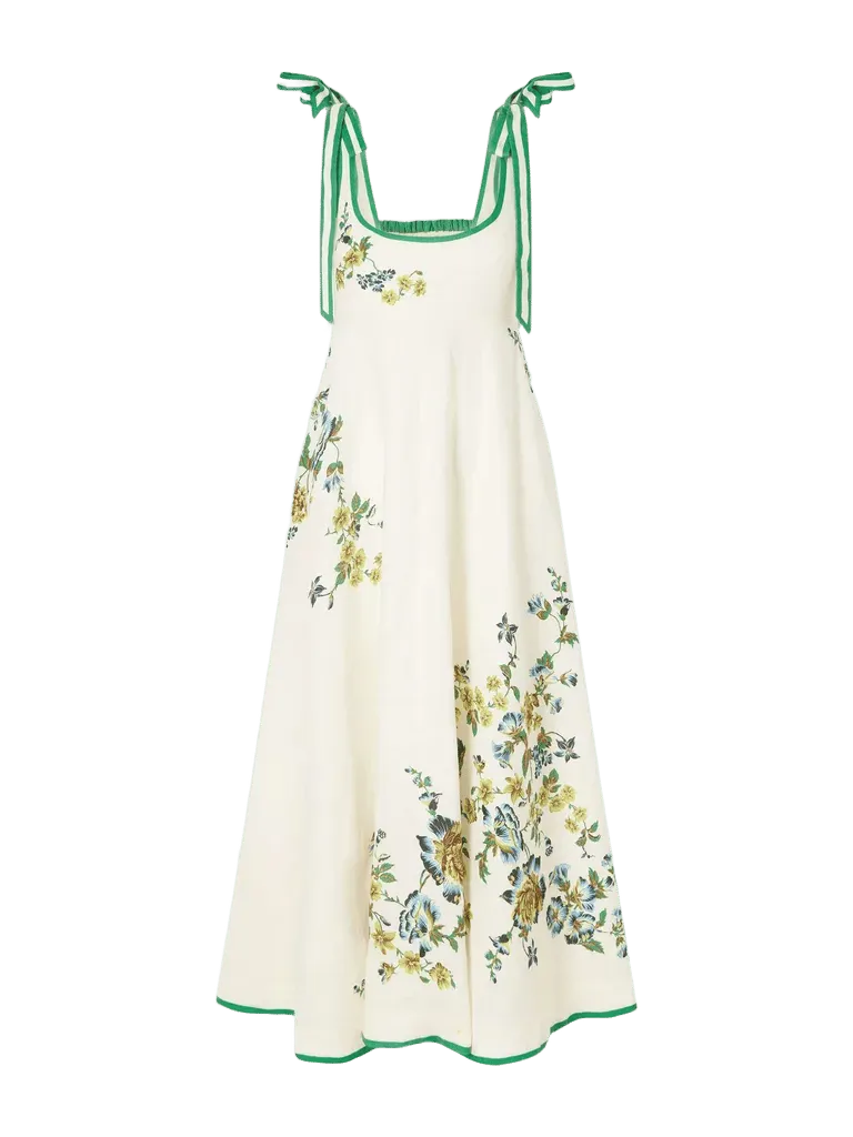 Phyllis Ballet floral-print linen midi dress