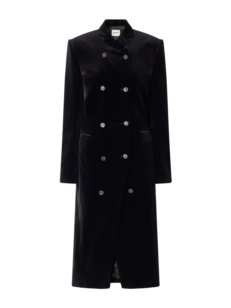 Rolon velvet cotton-blend double-breasted coat