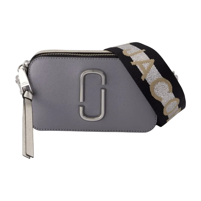 Marc Jacobs Leather with Contrasting Strap Crossbody Bag — Gray