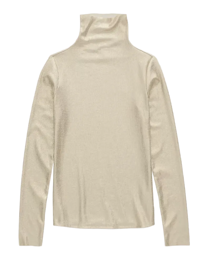 Chels Metallic Rib-Knit Turtleneck