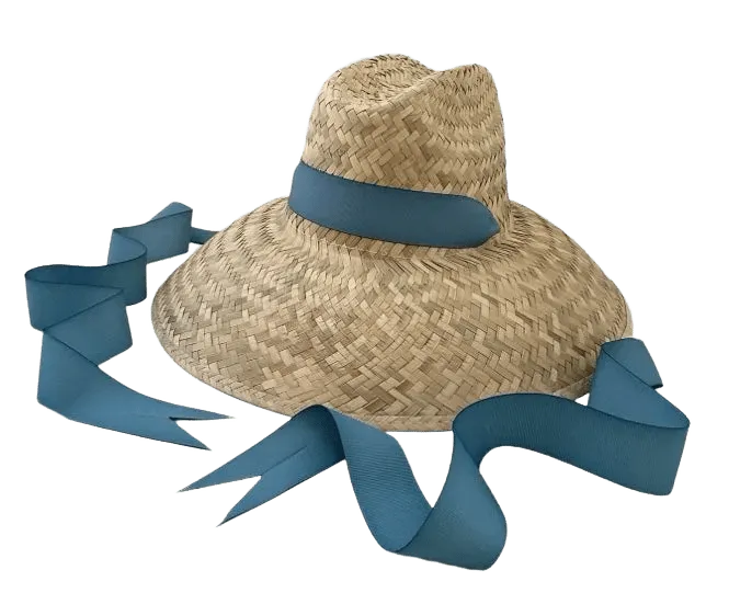 Begonia Sun Hat - Long French Blue Grosgrain Ribbon