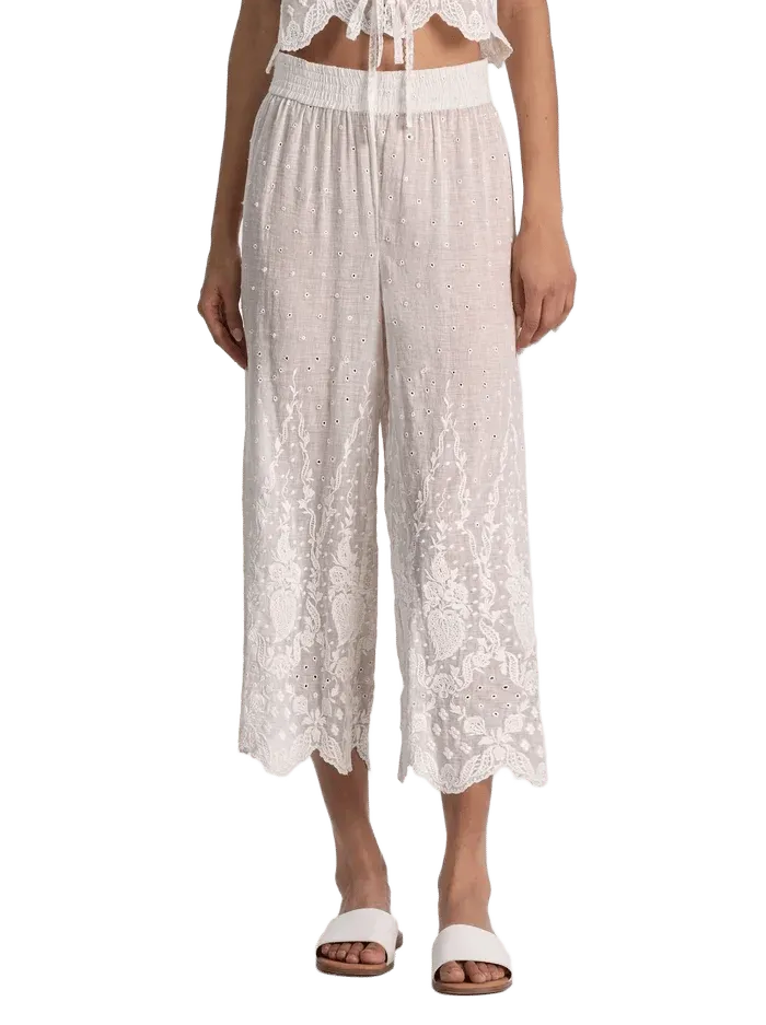 ELBA EMBR WWB PULL ON ANKLE PANT - OFF WHITE