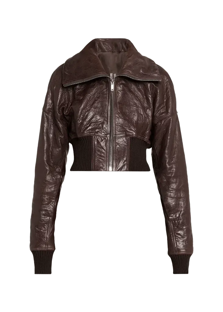 Dracuflight Leather Zip-Up Bomber Jacket