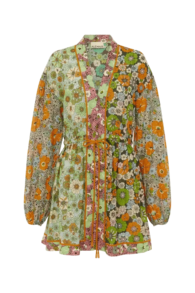 ORANGE BLOSSOM SPLICED MINI DRESS