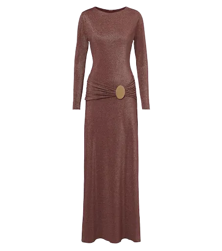 Eres gathered jersey lamé maxi dress