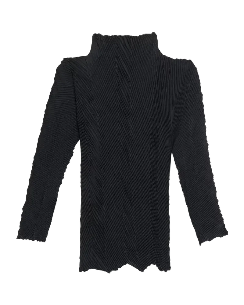 Zigzag Pleats Chiffon Long-Sleeve Top
