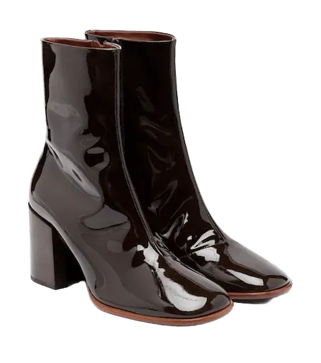 Patent leather mid-calf boots