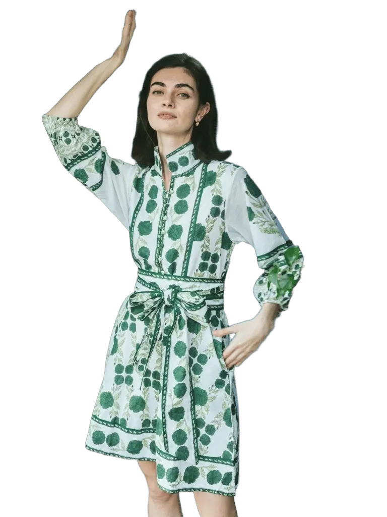 Flounce Shorty Dress in Emerald Green Marigold