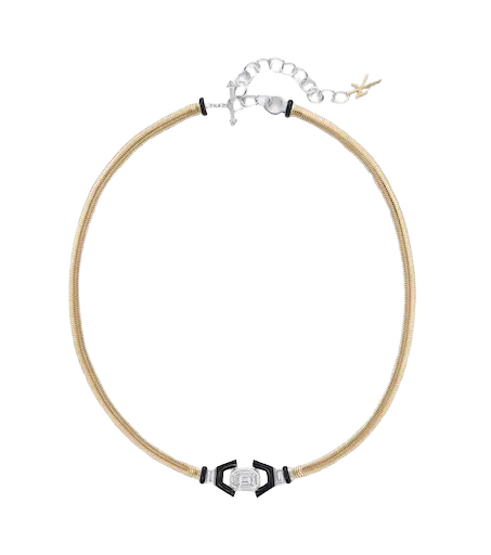 Feelings 18kt gold and enamel necklace with diamonds