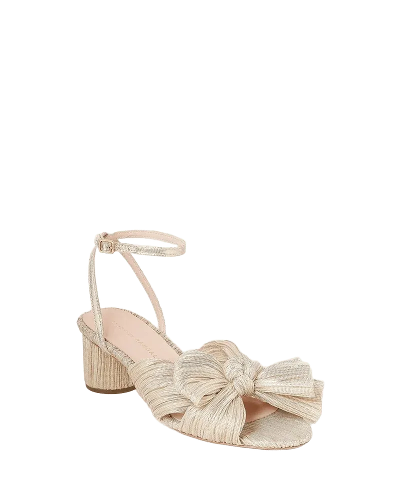 Dahlia Platinum Pleated Bow Heel