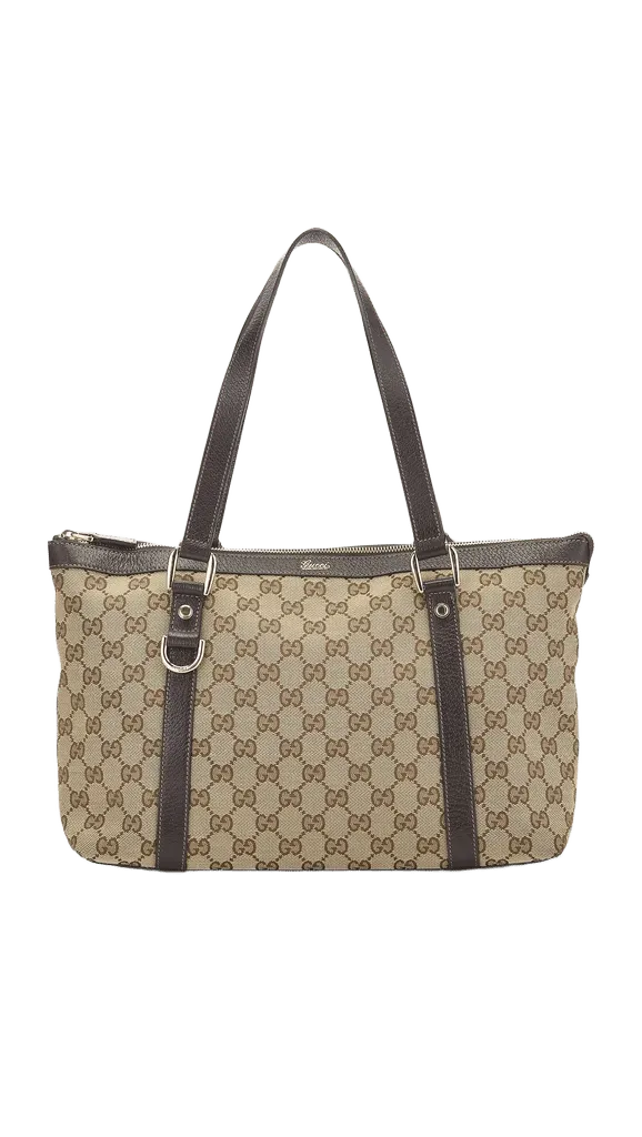 Gucci Brown Canvas Abbey Zip Tote