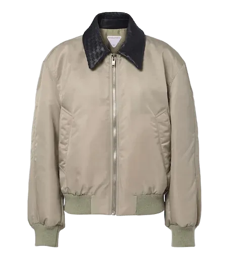 Leather-trimmed blouson jacket