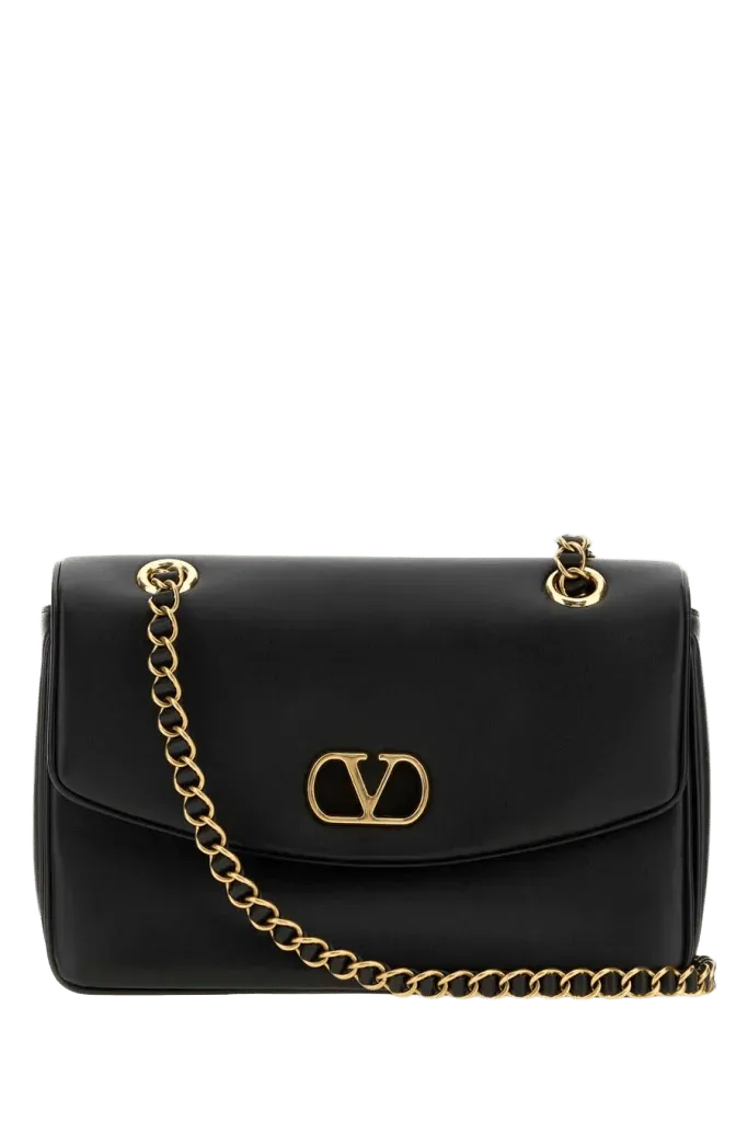 Valentino Garavani Chain-Strap Leather Shoulder Bag — Black