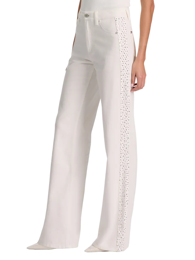 CHIC EMBELLISHED JEAN - OFF WHITE/SILVER