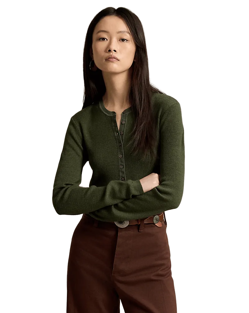 Rib-Knit Wool Cardigan