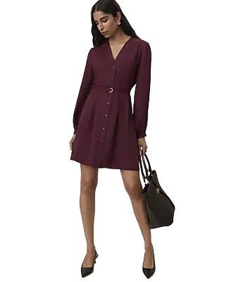 Belted V-Neck Flare Dress