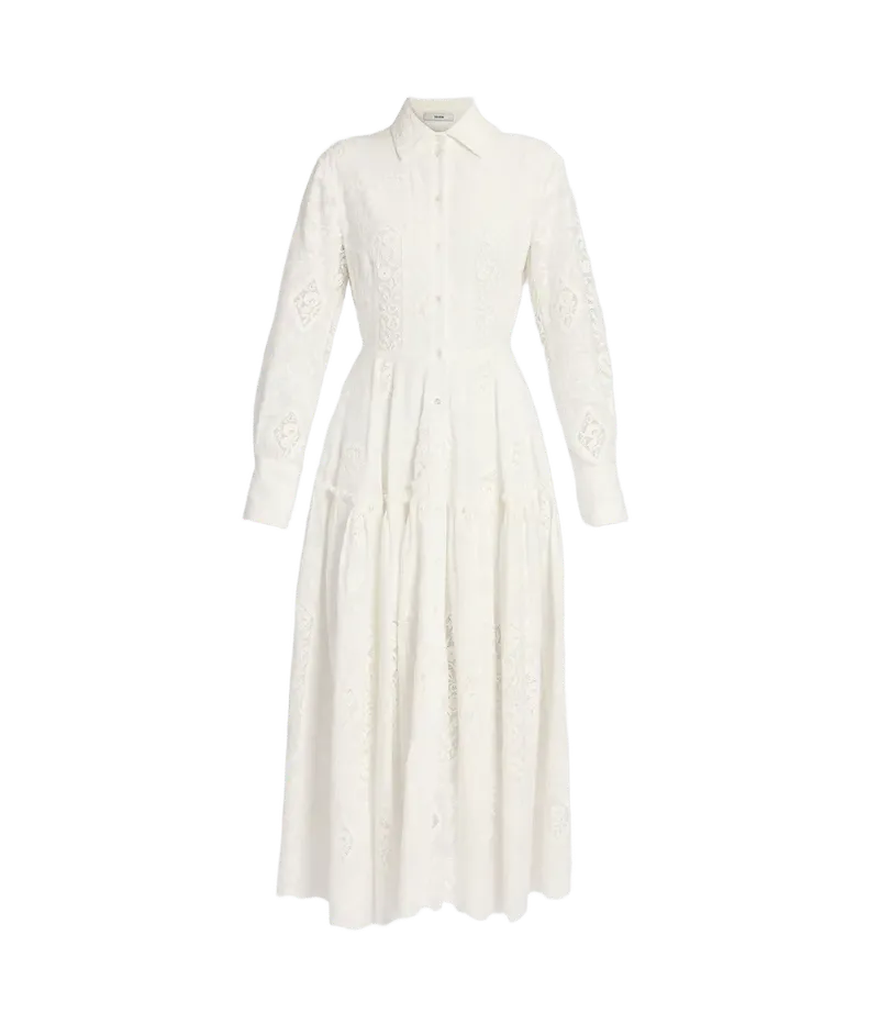 Embroidered Cotton Long Sleeve Shirt Dress