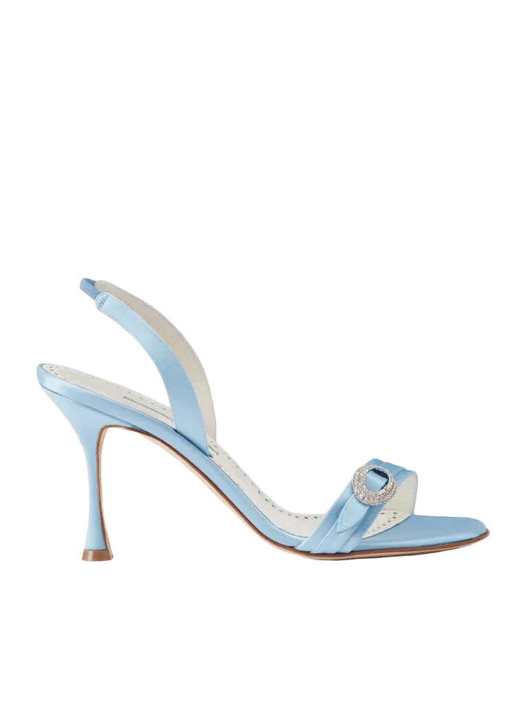 Zutosan 90 crystal-embellished slingback satin sandals