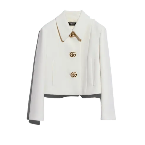 Crêpe wool jacket with Double G button
