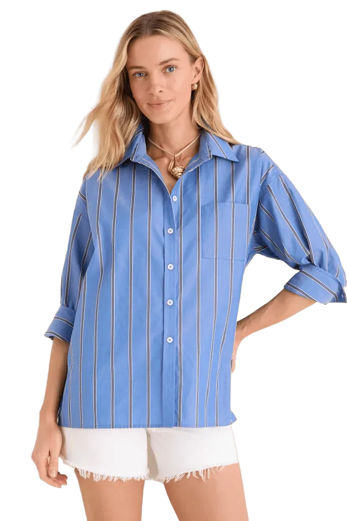 Blue Indigo Stripe Adair Boyfriend Shirt