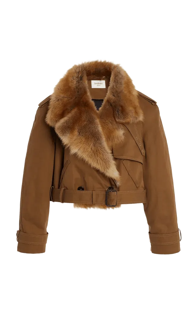 Shearling-Trimmed Trench Coat
