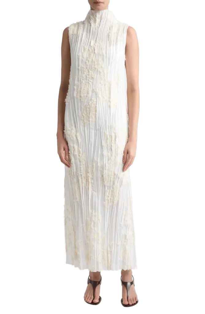 Nala Cotton & Silk Blend Eyelash Plissé Gown