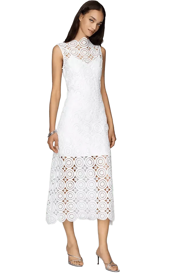 Endless Rose Cutwork High Neck Midi Dress