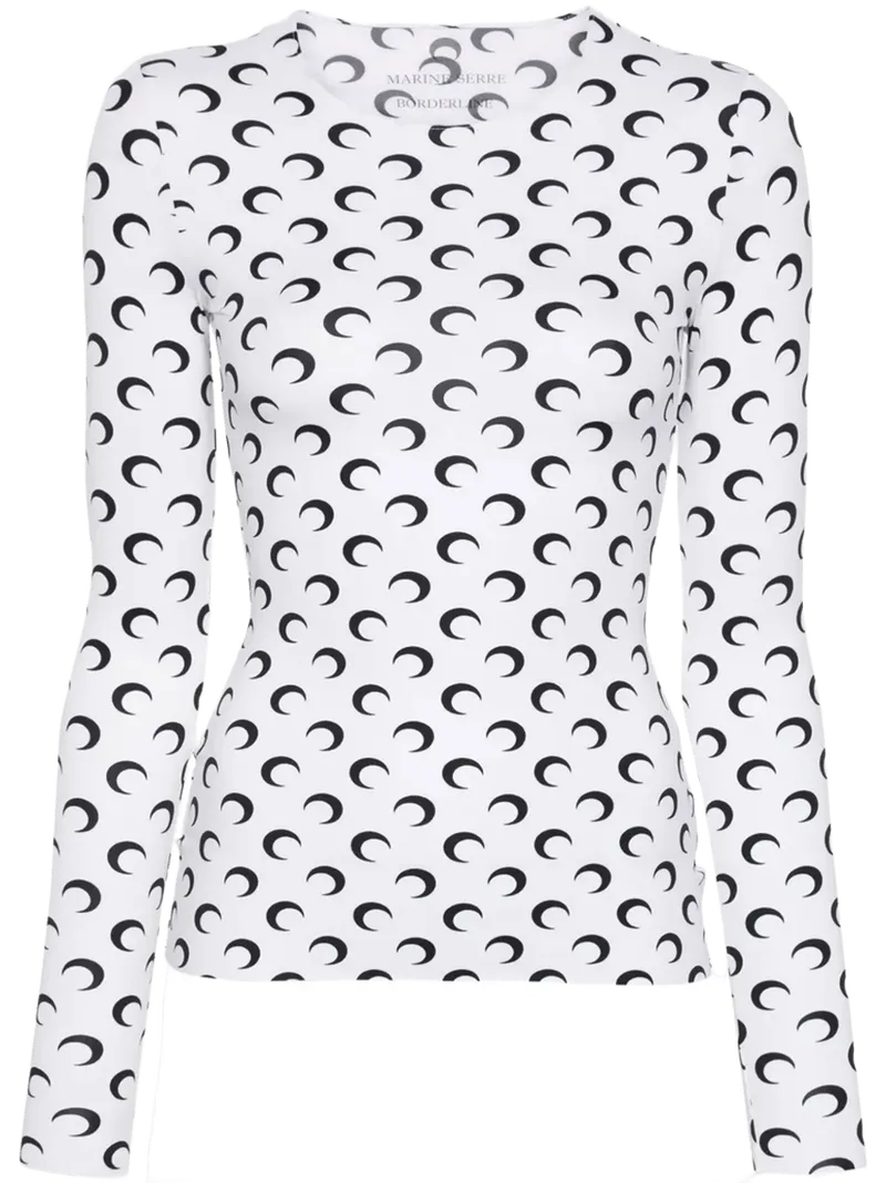 Moon-print crew-neck top