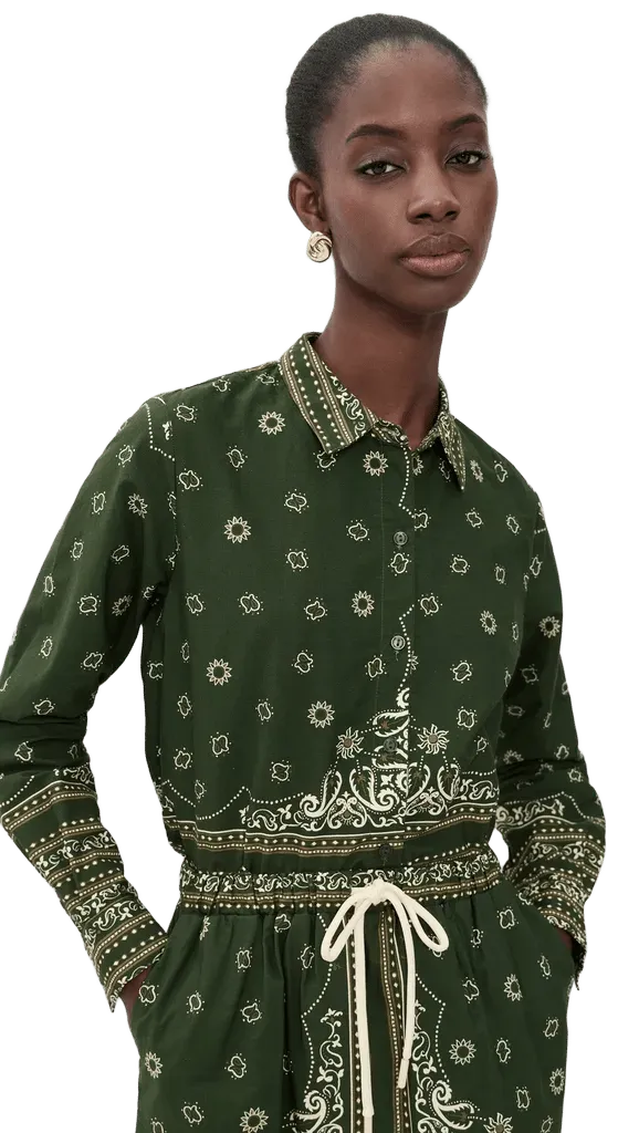 Scarf Collared Button Down Shirt