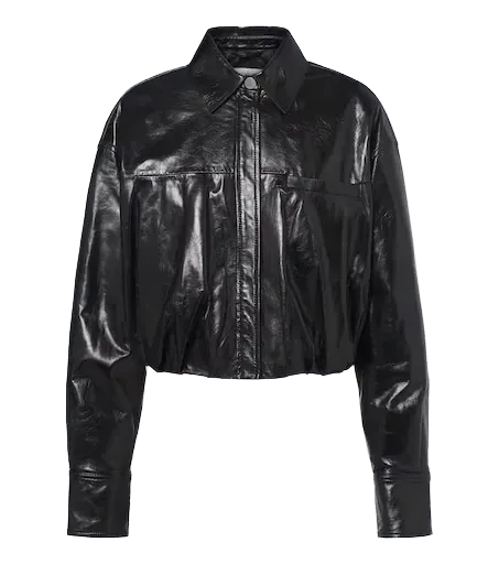 Cropped leather jacket