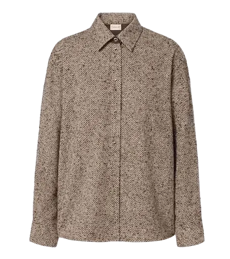 Wool-blend tweed overshirt