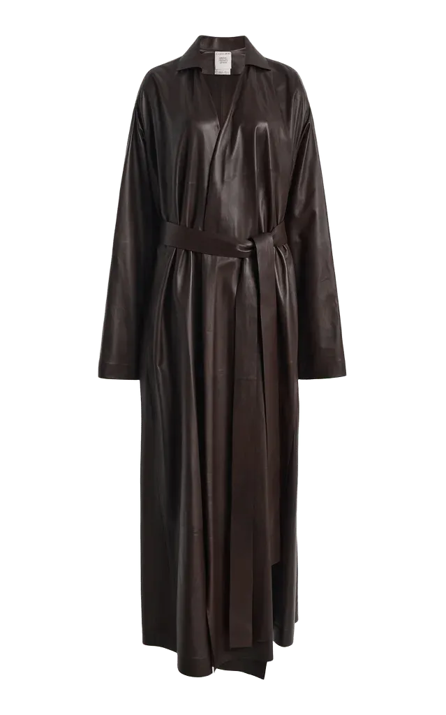 Cicely Belted Leather Coat