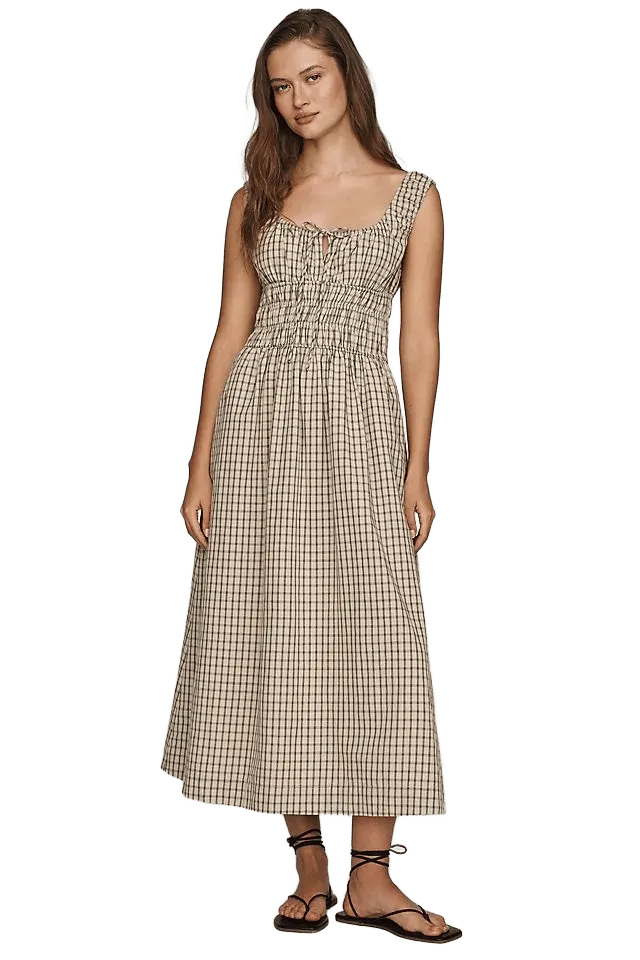 NIA 100% Cotton Smocked Midi Dress