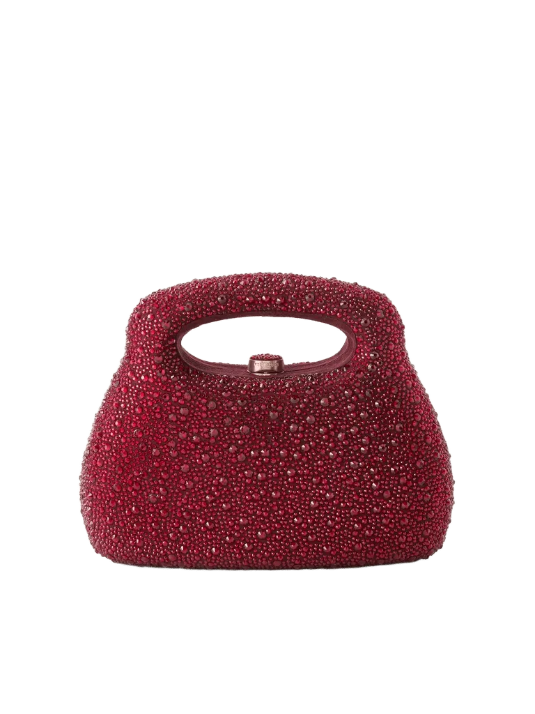 Mimi crystal-embellished suede top-handle bag - red - One Size