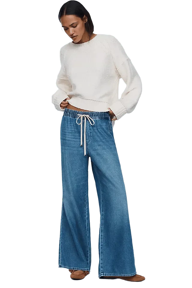 7 For All Mankind Petite Wide-Leg Pull-On Jeans