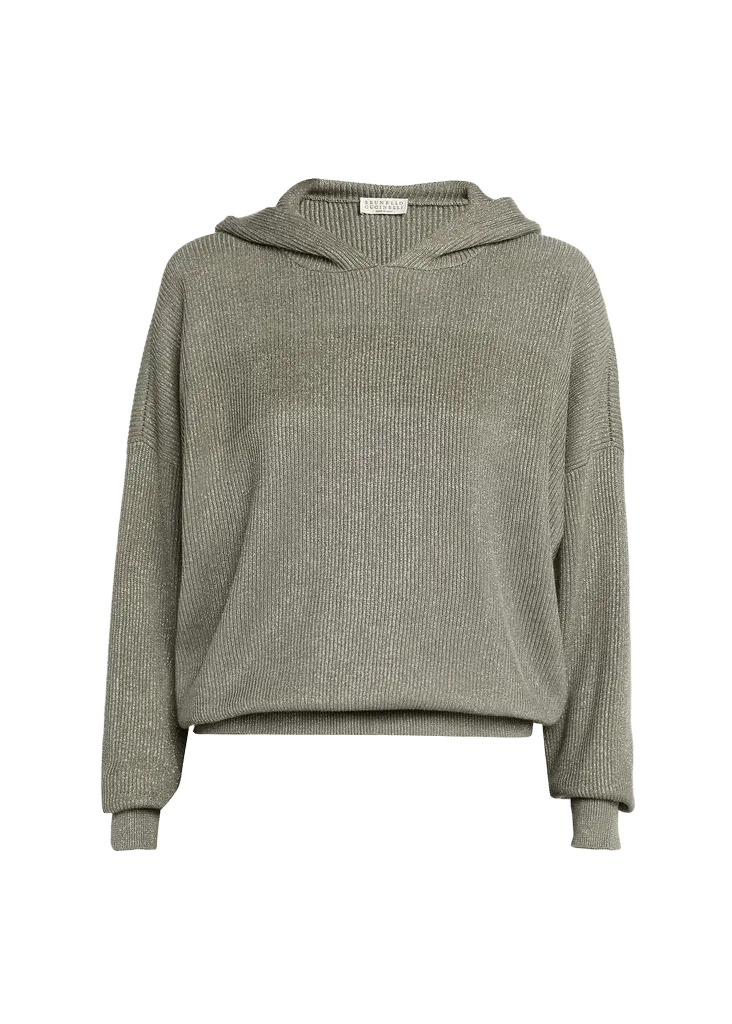 Sparkle Rib Knit Hooded Sweater