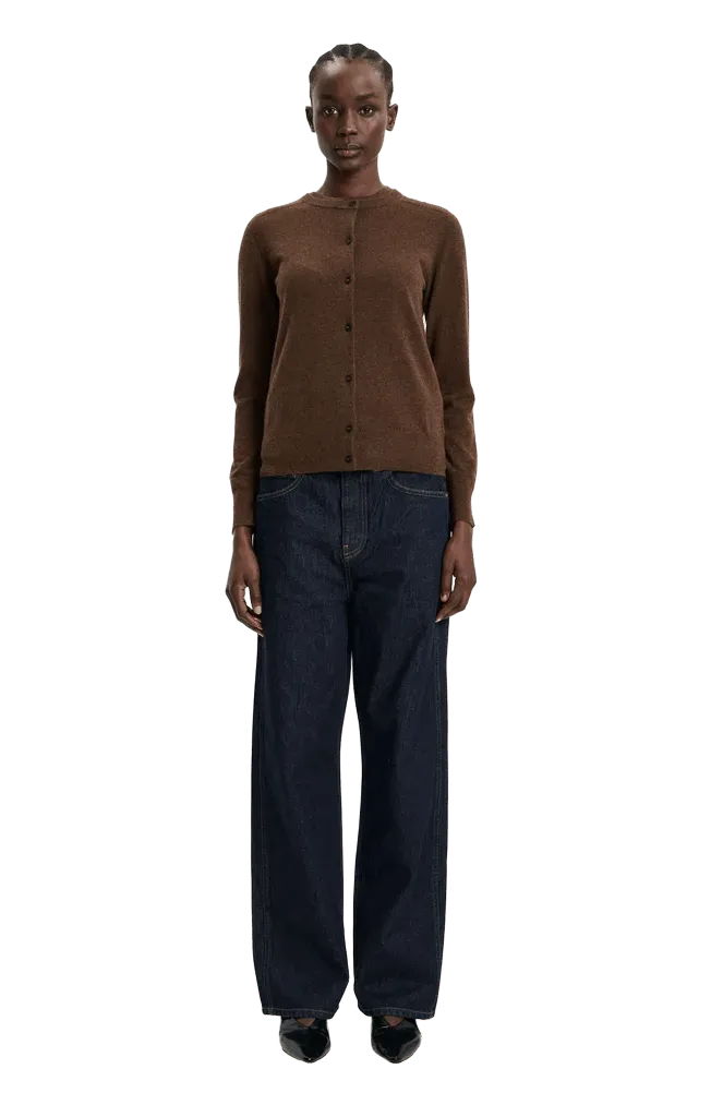 Nappa Cardigan - Brown Chocolate Marl